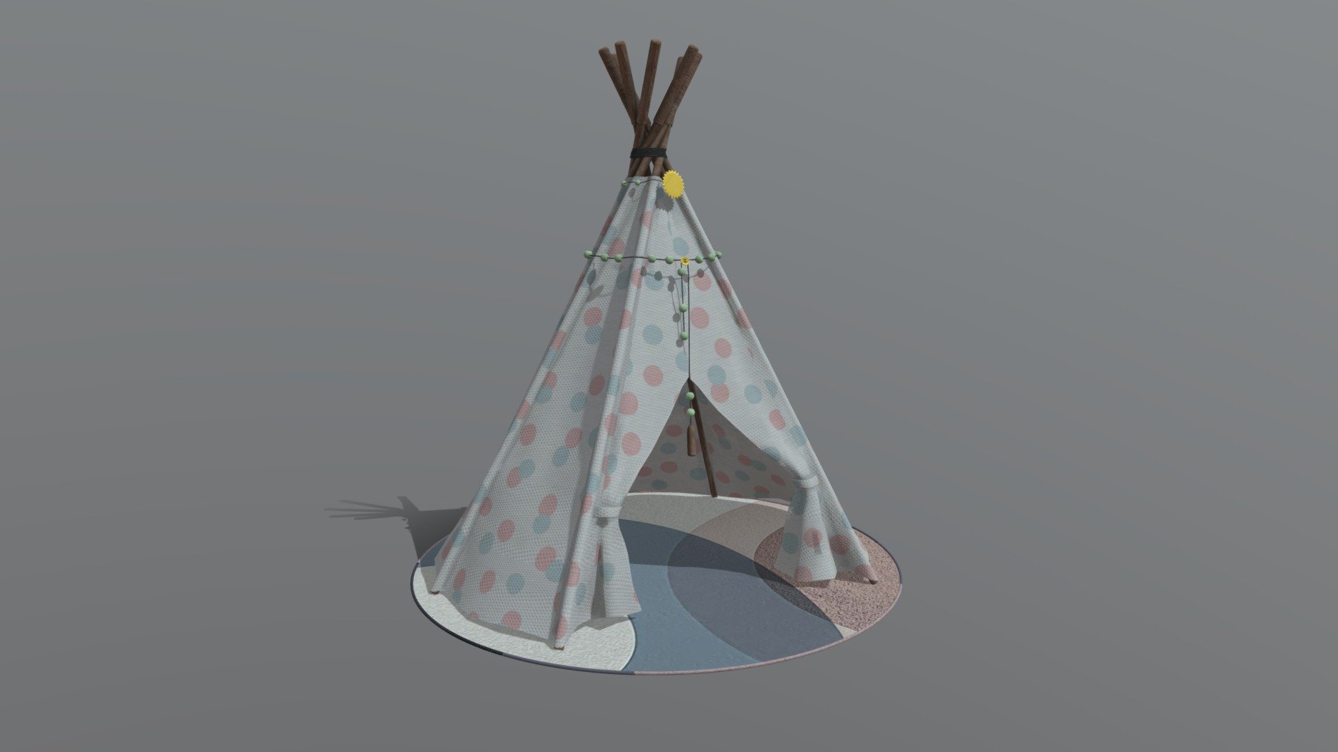 Tepee kids furniture Decoration for Kids Bedroom

18 K Polys Ready for engine like UE or Unity same for the principal renderer softwares.

2 channels of UVs for lightmap Baking Substance 3D Painter File for you to customize PBR Material Metallic / Roughness

If you need something, its a pleasure to help! Thanks for your purchase 3d model