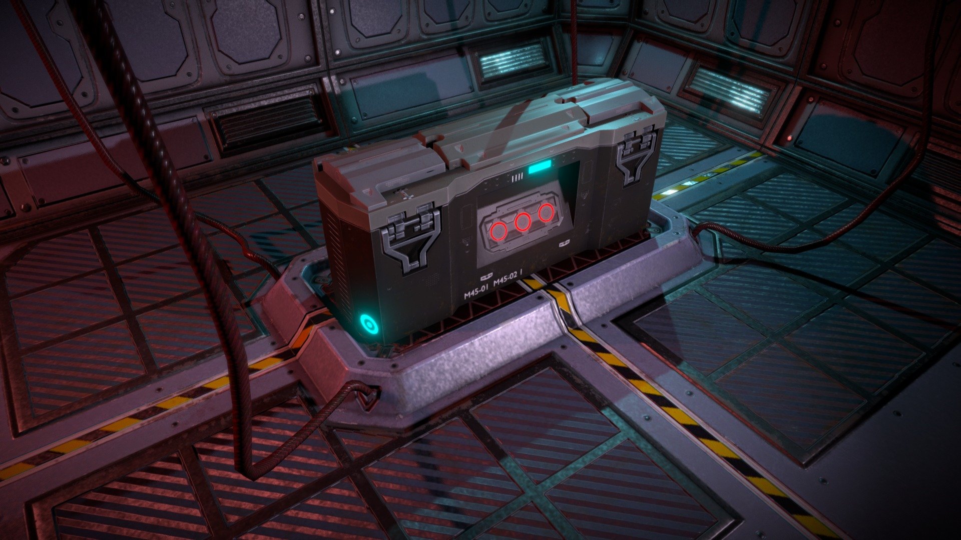 This is my first ever PBR project. The crate was based on a concept in our assignment's brief and is exactly 1000tris. Also made a scene I thought would go well with it. Everything was modelled in 3ds Max and textured in Substance Painter. All CC is welcome! - Sci-Fi Crate - 3D model by Jasmine Sabeva (@jas-sb) 3d model