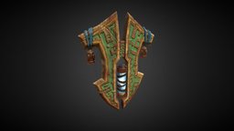 Wooden magic shield armor, sheild, lowpoly, magic