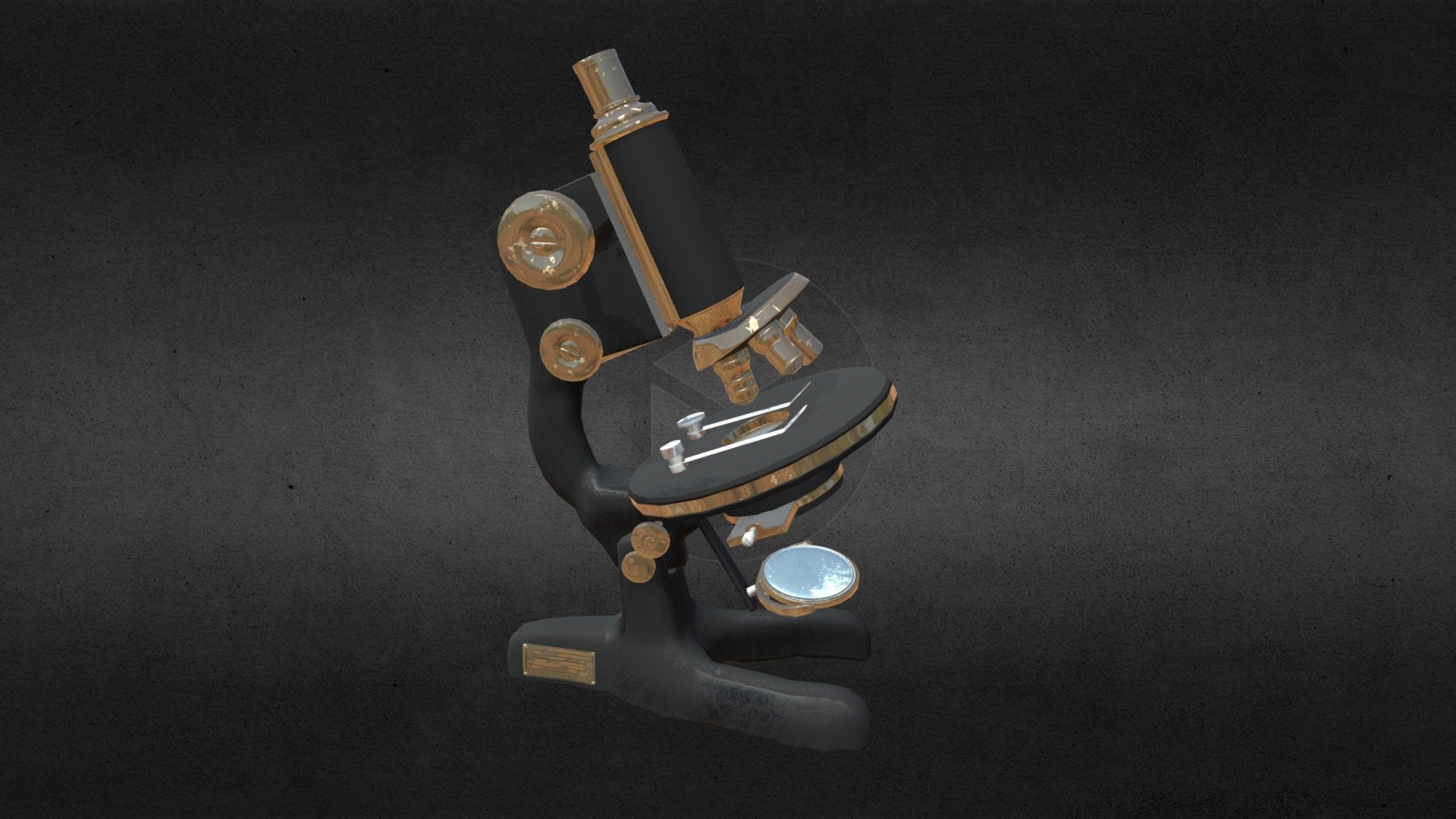 Microscope modeled in maya and textured in substance 3d model