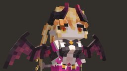 deovolente pixel-art, blockbench, low-poly, girl, minecraft