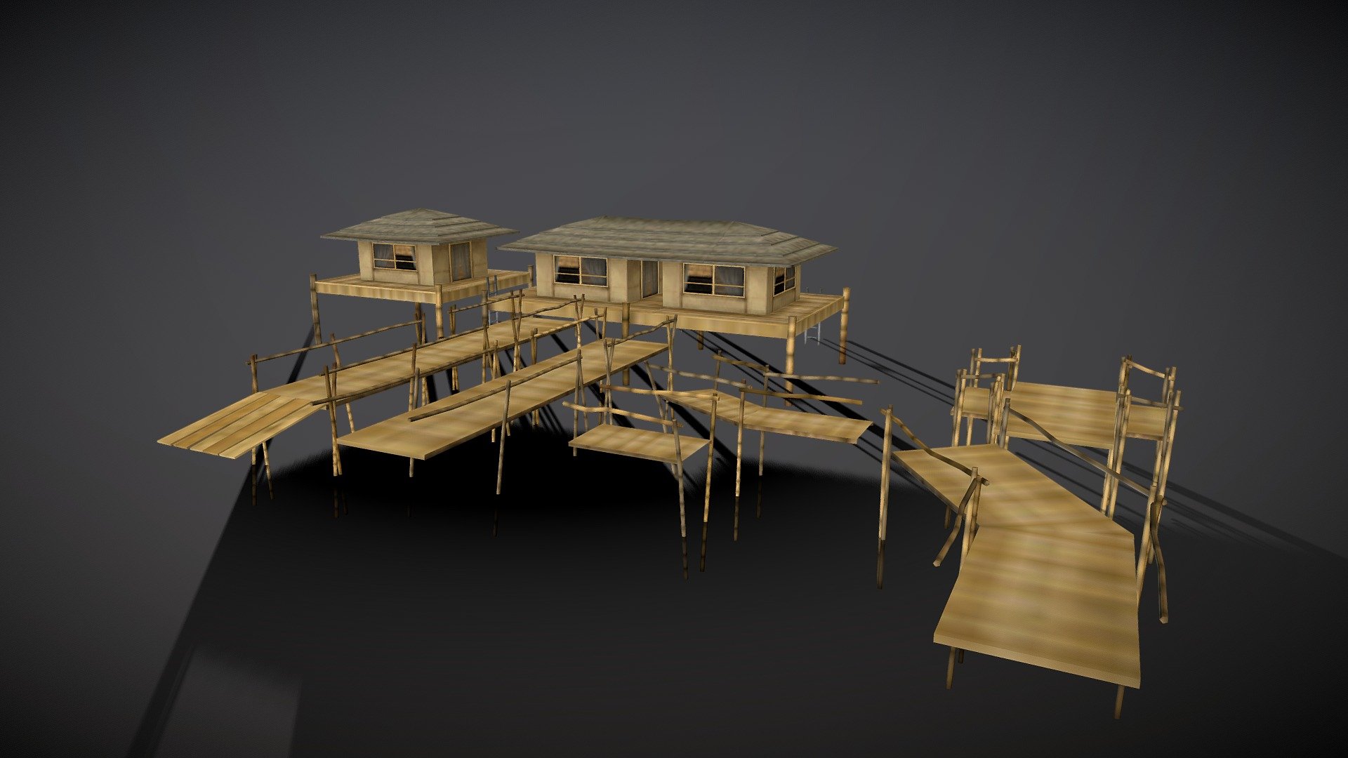 Bambu Water hotel

diffuse 
spec
normal 
game ready 
lowpoly mesh 
textures Materials 
Game Asset Unity &amp; Unreal - Bamboo Village Beach Resort - Buy Royalty Free 3D model by tosbin 3d model