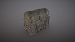 Old Chest dungeon, chest, gem, loot, old, rare, substance, game, 3d, blender, gold, gameready