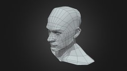 Low-poly-head-neck face, neck, head, lowpoly