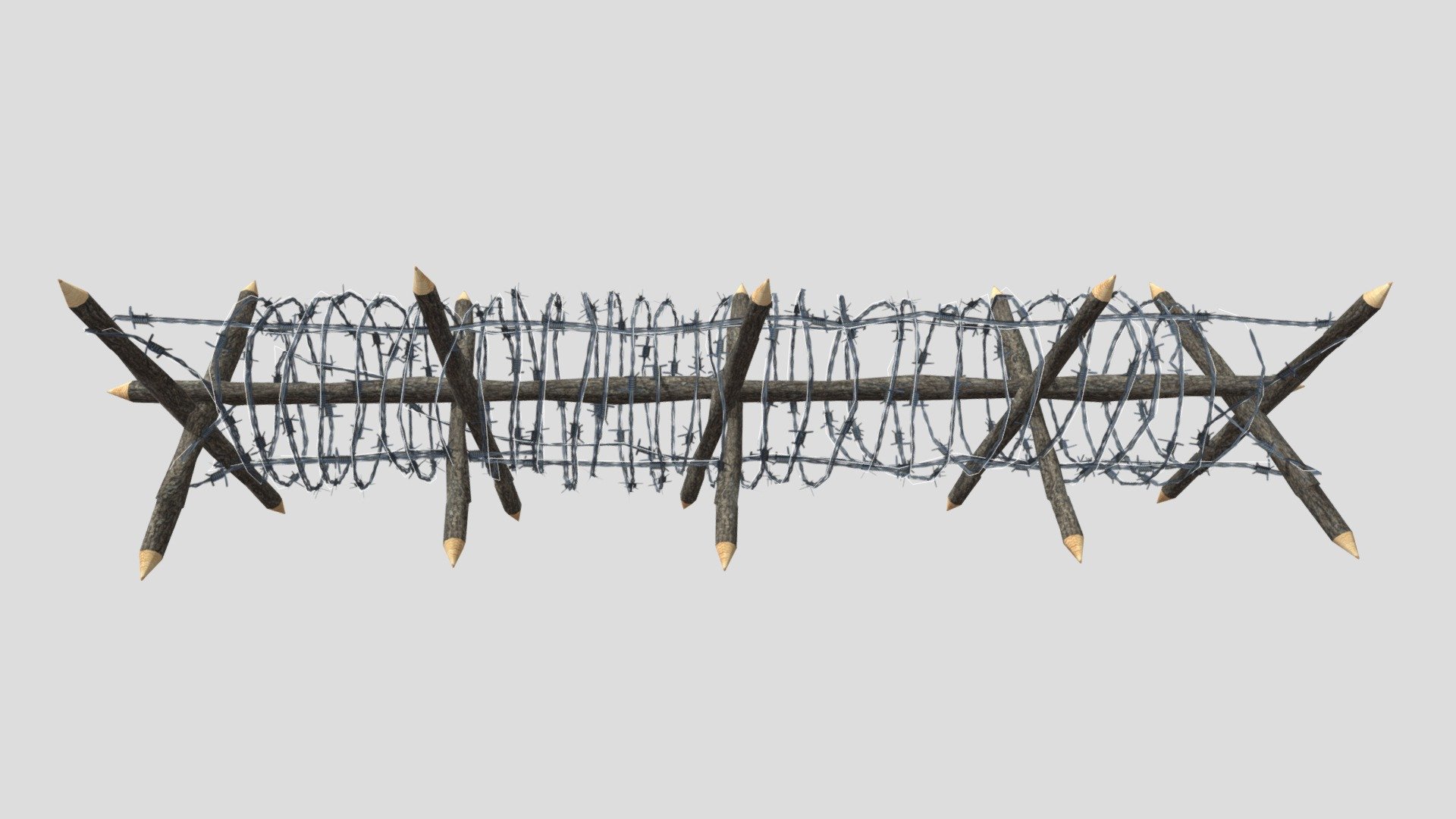 A very accurate model of a Low Poly Barbed Wire Obstacle.

The model comes in five formats:
-.blend, rendered with cycles, as seen in the images;
-.obj, with materials applied and textures;
-.dae, with materials applied and textures;
-.fbx, with material slots applied;
-.stl;

The obstacle is in low poly, the barb is created using plane images.
Depending on the 3D Software program used, slight material tweaking might be needed.
This 3d model was originally created in Blender 2.78 and rendered with Cycles.
The model has materials applied in all formats, and are ready to import and render.
The model is built strictly out of quads and is subdivisable.

For any problems please feel free to contact me.

Don't forget to rate and enjoy! - Lowpoly Barb Wire Obstacle 11 - Buy Royalty Free 3D model by dragosburian 3d model