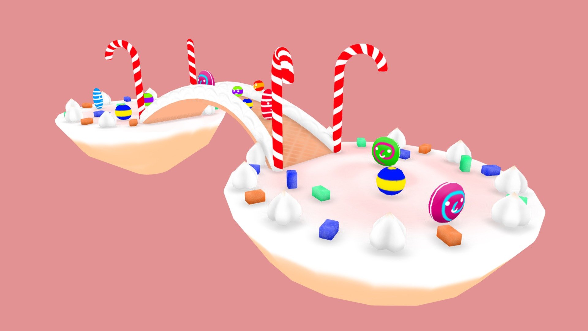 A cute candy realm, with islands and bridges made of candies - Candy | #3December - 3D model by Zemasu 3d model