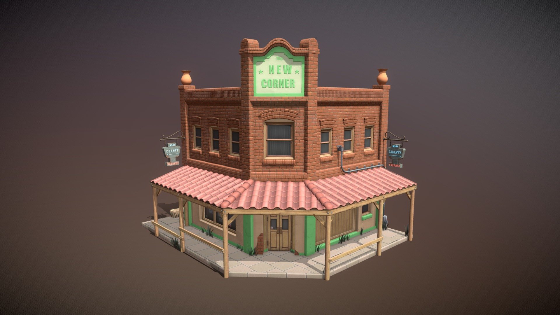 Stylized house. Based on a hotel in Arizona. Modeling in Blender. Texturing in Substance Painter 3d model
