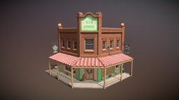 Hotel hotel, road, town, roadside, arizona, low-poly, blender, house, stylized, building
