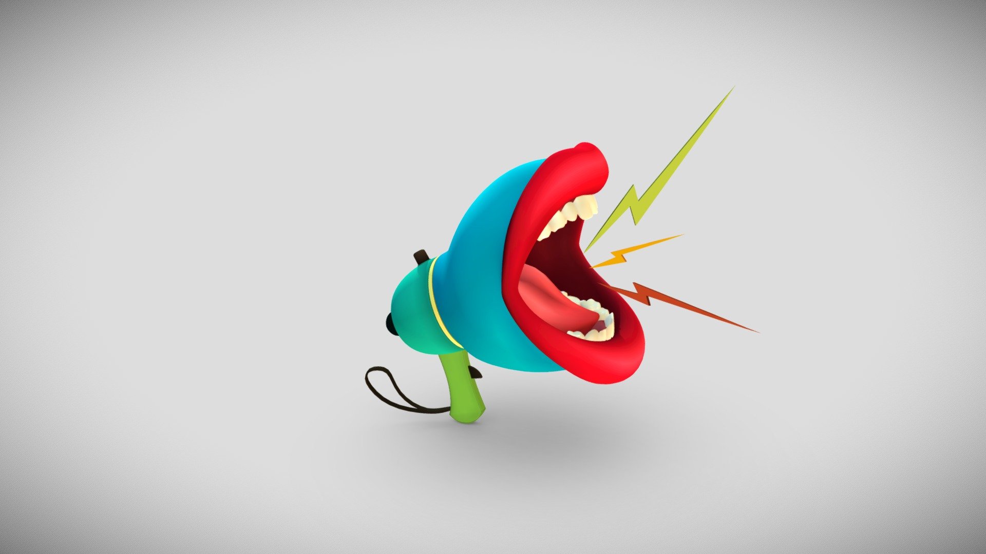 shouting mouth speaker cartoonish 3d model.It's a mixture of organic and props model.a speaker become a funny charecter now.There have a secret message in this model... 3d model