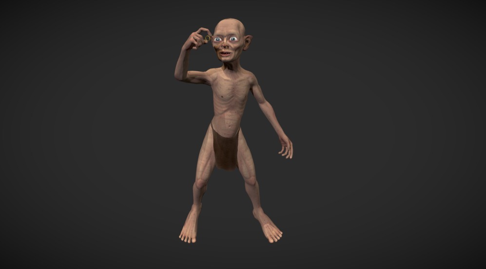 New solo project. Fully rigged and animated model ready for game engine. 

Modelling, re-topology, rigging and animations in 3ds Max

Sculpting and texturing in Mudbox

Texture baking in xNormal

Touch ups in GIMP

https://skfb.ly/VGAn - Gollum: Sneaky little hobbitses

https://skfb.ly/VGLC - Gollum: The Precious is lost - Gollum: My Precious - 3D model by Rob Allen (@roba) 3d model