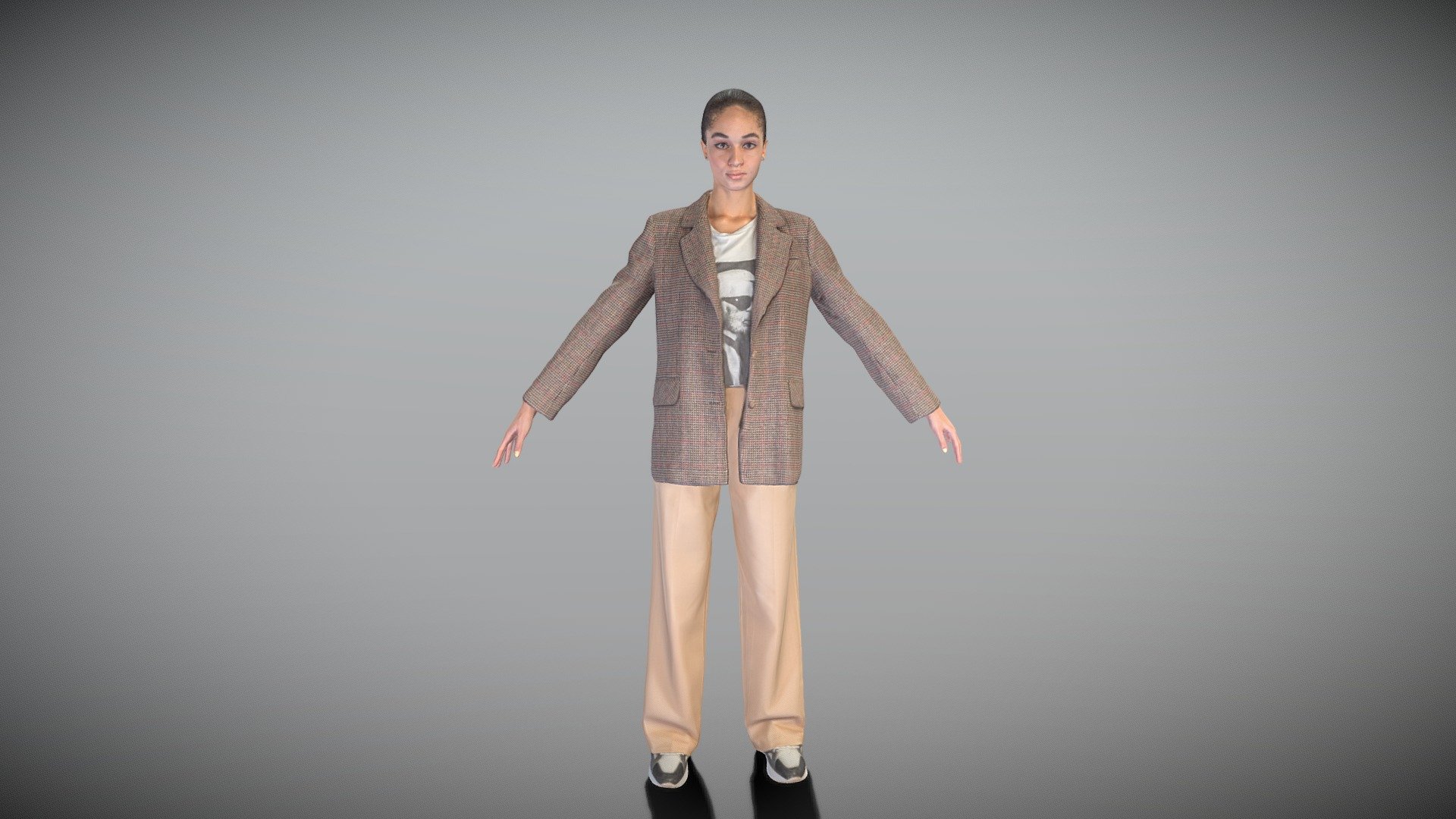 This is a true human size detailed model of a beautiful young woman of Caucasian appearance dressed in business style. The model is captured in the A-pose with mesh ready for rigging and animation in all most usable 3d software.

Technical specifications:




digital double scan model

low-poly model

high-poly model (.ztl tool with 5-6 subdivisions) clean and retopologized automatically via ZRemesher

fully quad topology

sufficiently clean

edge Loops based

ready for subdivision

8K texture color map

non-overlapping UV map

ready for animation

PBR textures 8K resolution: Normal, Displacement, Albedo maps

Download package includes a Cinema 4D project file with Redshift shader, OBJ, FBX, STL files, which are applicable for 3ds Max, Maya, Unreal Engine, Unity, Blender, etc. All the textures you will find in the “Tex” folder, included into the main archive.

3D EVERYTHING

Stand with Ukraine! - Young elegant woman ready for animation 452 - Buy Royalty Free 3D model by deep3dstudio 3d model