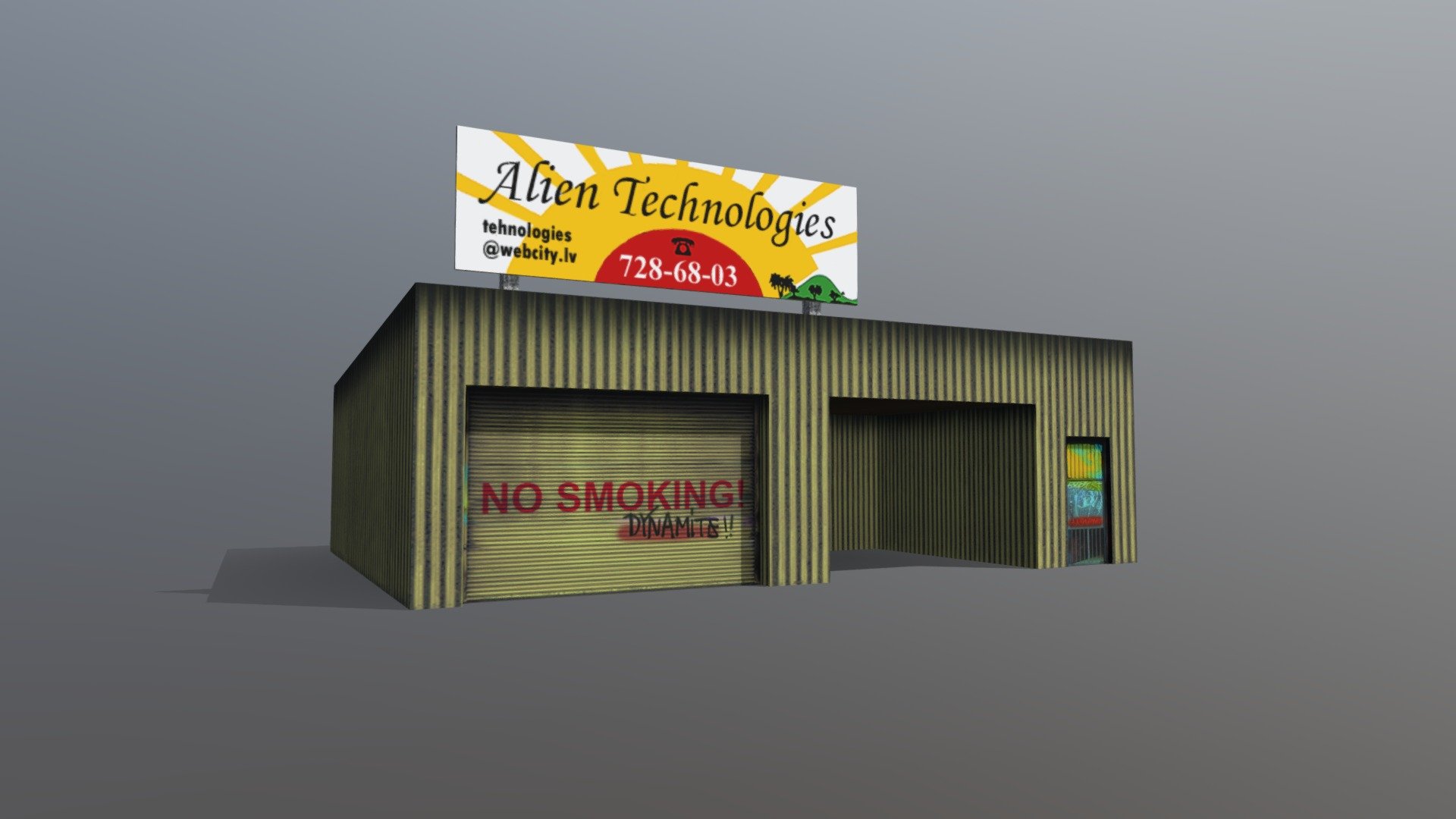 Low-poly service station. Texture size 1024x1024. Game engine ready 3d model