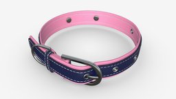 Dog Collar Leather leather, dog, control, pet, walking, buckle, equipment, pink, domestic, collar, harness, canine, wear, leash, thong, 3d, pbr, animal, restraining