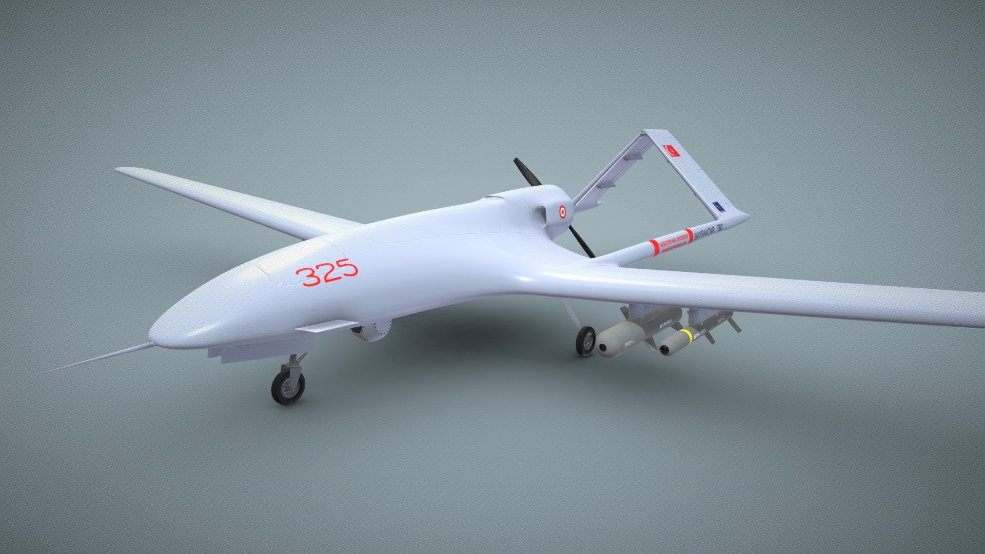 The Bayraktar TB2 is a medium-altitude long-endurance unmanned combat aerial vehicle capable of remotely controlled or autonomous flight operations The aircraft are monitored and controlled by an aircrew in a ground control station, including weapons employment - Baykar Bayraktar TB2 - Buy Royalty Free 3D model by luisbcompany 3d model