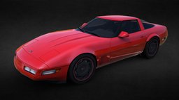 Chevrolet Corvette C4 lowpoly-gameasset-gameready, photoshop, 3dsmax, gamemodel