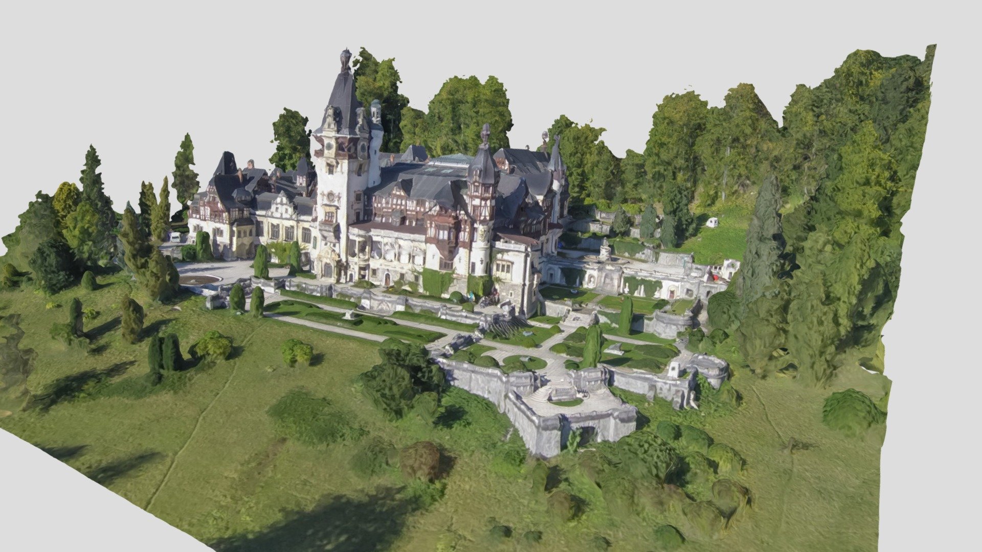 Model created from an old HD video shot in 2015. For a better model please for a quotation at office@fotografieaeriana.eu

Peleș Castle (Romanian: Castelul Peleș pronounced [kasˈtelul ˈpeleʃ] (About this soundlisten)) is a Neo-Renaissance castle in the Carpathian Mountains, near Sinaia, in Prahova County, Romania, on an existing medieval route linking Transylvania and Wallachia, built between 1873 and 1914. Its inauguration was held in 1883. It was constructed for King Carol I 3d model
