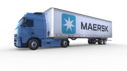 Volvo FH 12 Maersk Truck truck, volvo, maersk, volvo-trucks, truck-heavy-vehicle, truck-low-poly, vehicle, heavi