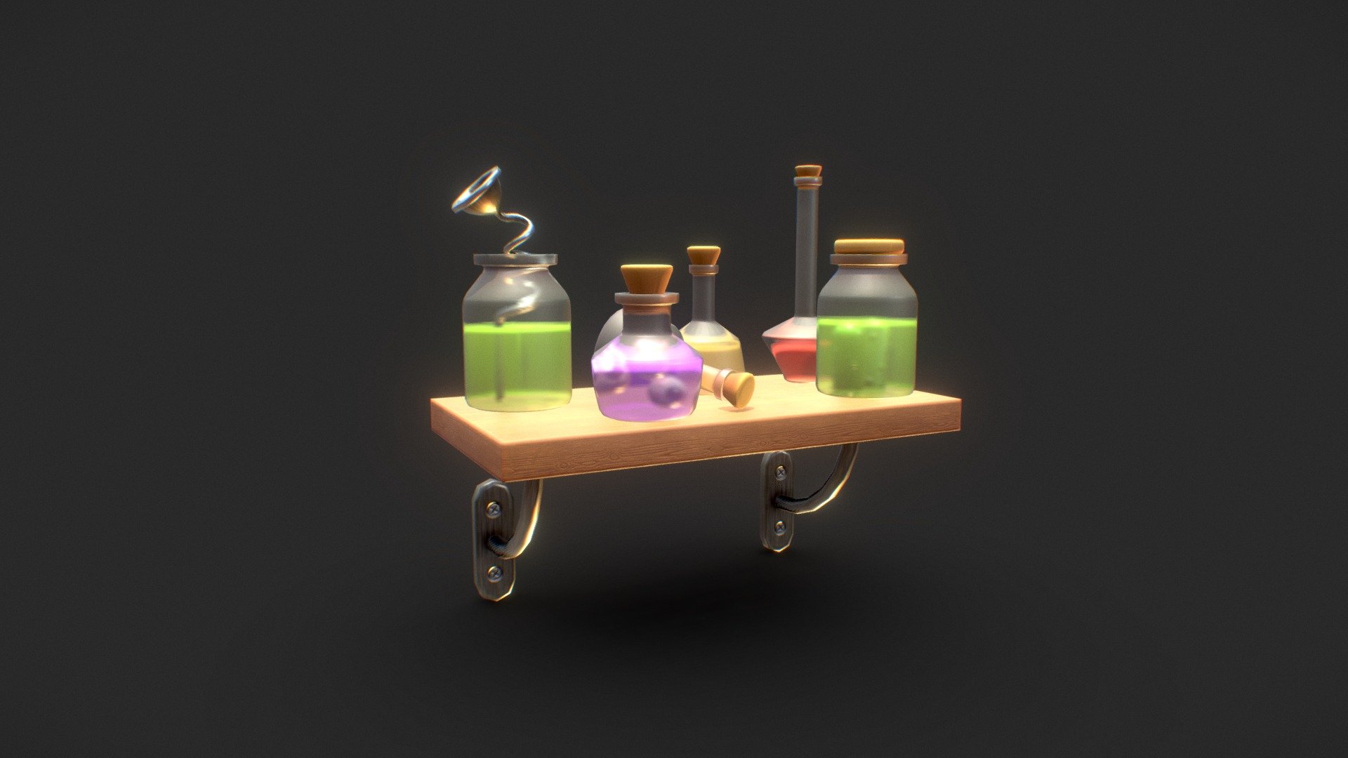 Hi there last night I was nearly close to finish this model but unfortunately I faced with some baking problems for that reason I finished this model at the morning =) I followed 3dex tutorial series when doing this model =) - Alchemy Shelf - Download Free 3D model by Batuhan13 3d model