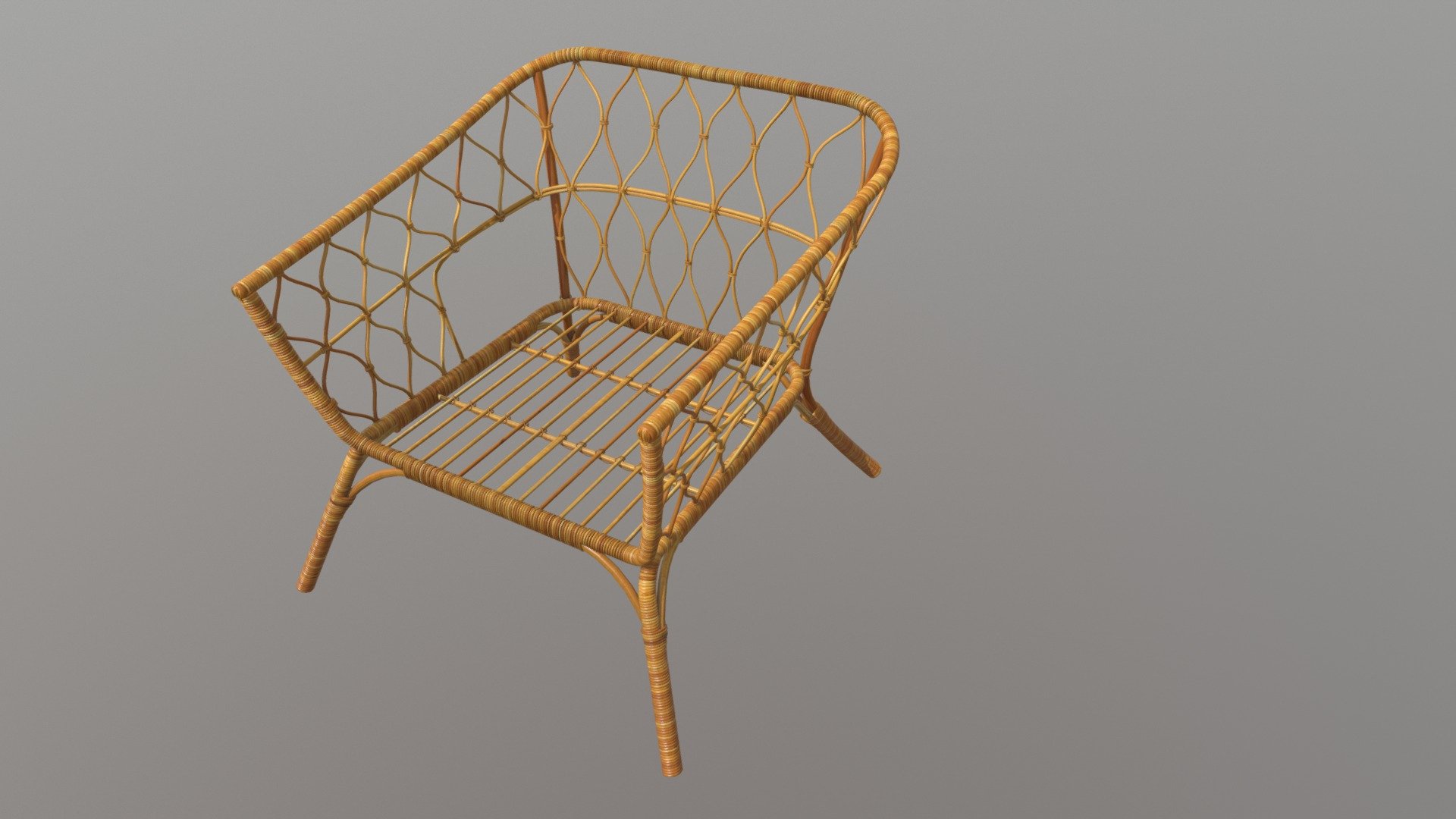 A beautiful reclining rattan chair near the barbecue or patio .. The model is perfect for visualizing the interior. It's a few days of painstaking work to decorate the room - Rattan Amchair - 3D model by MGD 3d model
