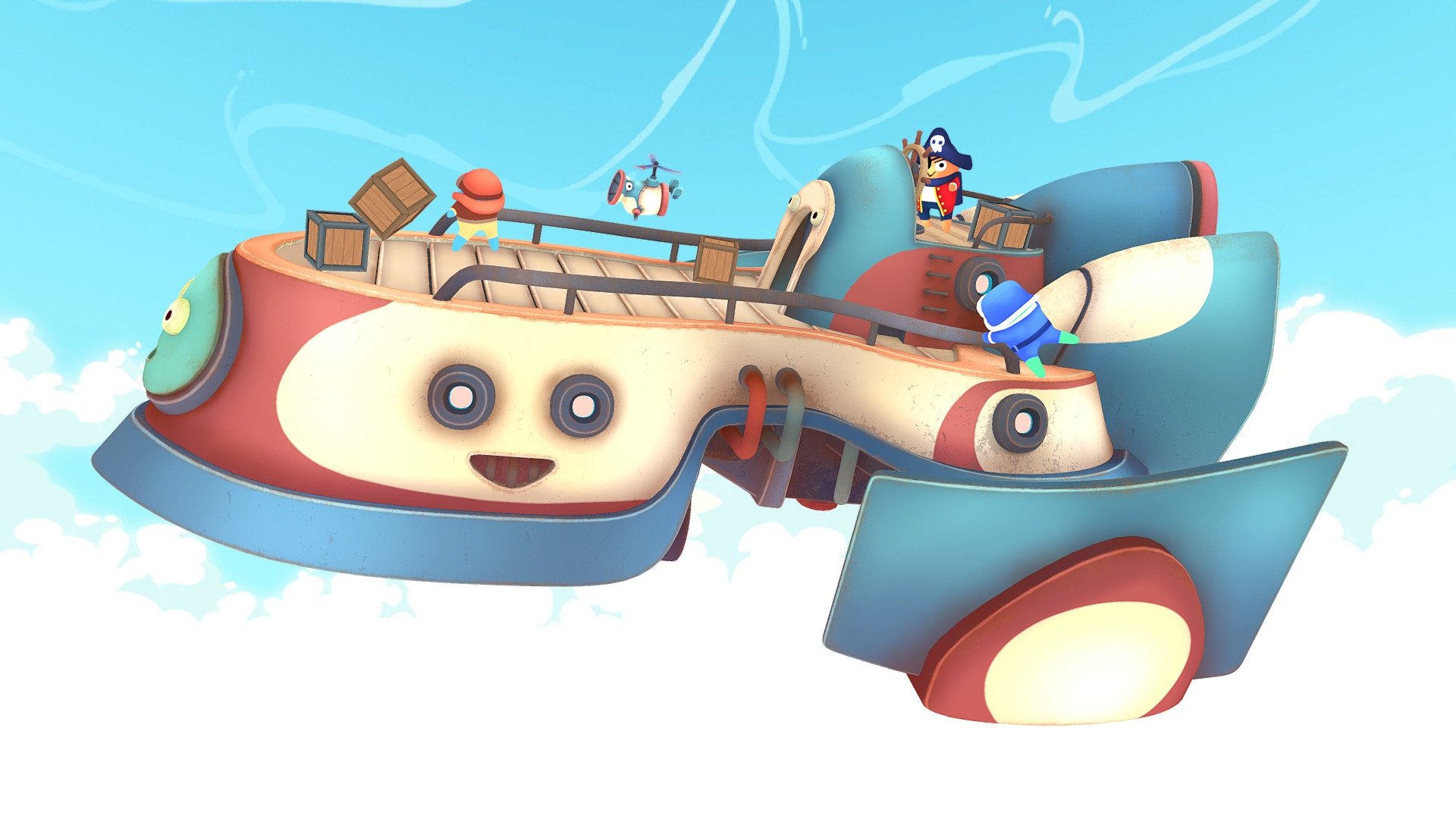 Cartoony ship with some silly character doing things ^^ - Cartoon Airship - 3D model by BlackSpire 3d model