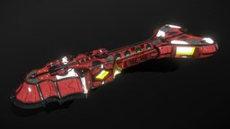 Thaalian Empire Carrier starship, spacecraft, carrier, game-ready, pbs, msgdi, asset, pbr, lowpoly, scifi, ship, space, spaceship, noai