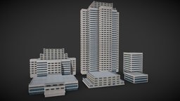 Modern Buildings office, appartment, store, skyscraper, town, architecture, game, 3d, house, home, city, structure, building, shop