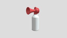 Air Horn device, red, white, switch, sound, button, jar, audio, press, horn, metal, jet, push, noise, blow, loud, military, air, bottle, plastic