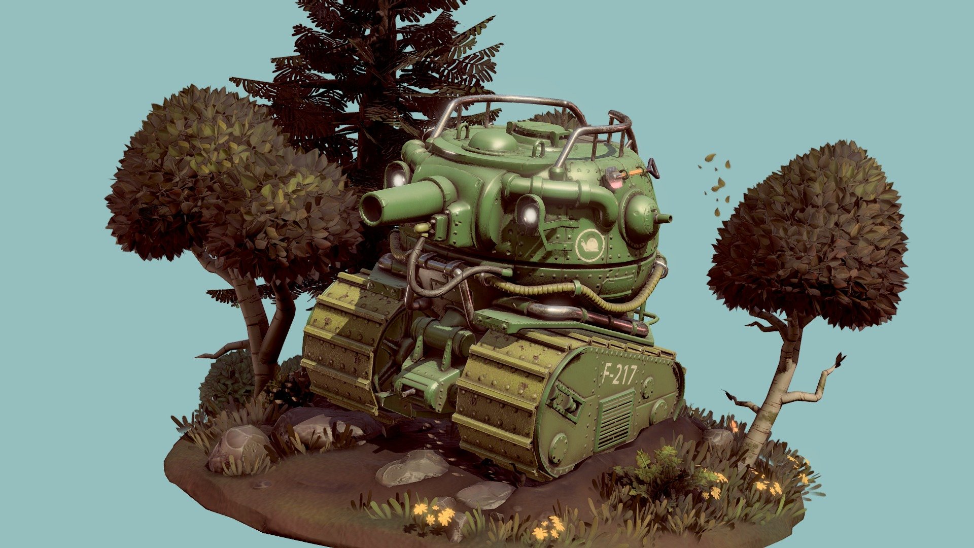 T-Pot tank!

Original concept by the very talented Nick Carver!
https://www.artstation.com/artwork/xgNO - T-Pot Tank - 3D model by glenatron 3d model