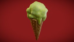 Ice Cream Cone toon, ice, cream, candy, substancepainter, substance