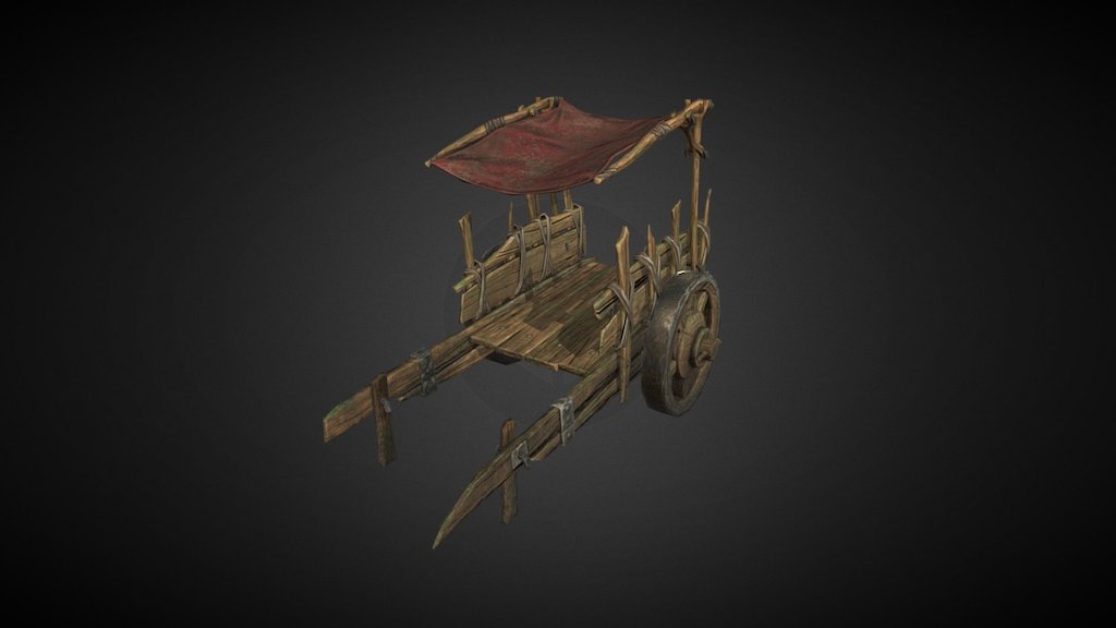 Low poly Medieval Cart model for mobile game. Modelled in Maya and Zbrush, textured in Substance Painter - Medieval Cart - 3D model by Dmitry Dudnyk (@FlyffyRedFox) 3d model