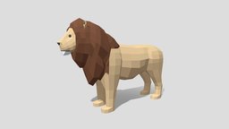 Low Poly Cartoon Male Lion topology, cartoony, stylish, lion, low-poly-blender, animals-creatures, low-poly, gameready