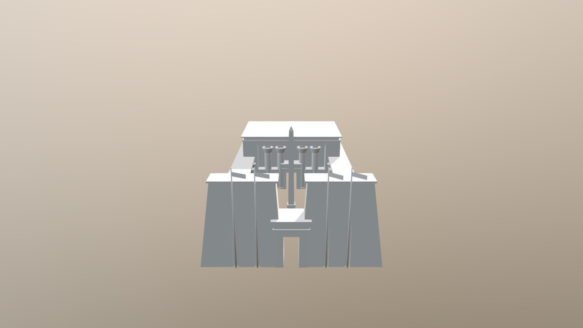 Ancient Egyptian Style Temple - Model with Primitives Exercise - 3D model by thebergh 3d model