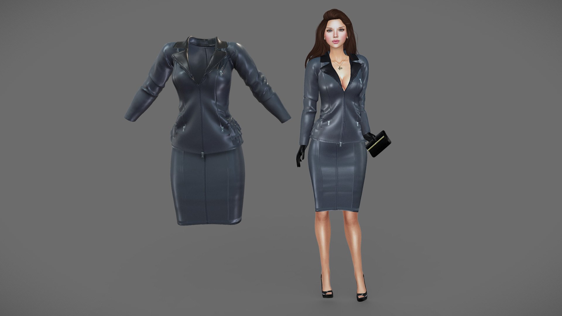Skirt + Jacket (Seperate models)

Can be fitted to any character

Ready for games

Clean topology

No overlapping smart unwrapped UVs

High quality realistic textues

FBX, OBJ, gITF, USDZ (request other formats)

PBR or Classic

Please ask for any other questions

Type     user:3dia &ldquo;search term