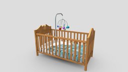 Baby crib with clean and dirty 4k pbr textures