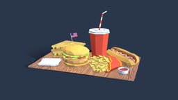 Cartoon Low Poly Fast Food Set drink, burger, toon, us, restaurant, set, potato, pack, sandwich, cola, fastfood, hotdog, uvw, illustration, sauce, antonmoek, low-poly, cartoon, asset, game, lowpoly, gameart, gameasset, usa, free, street, cup