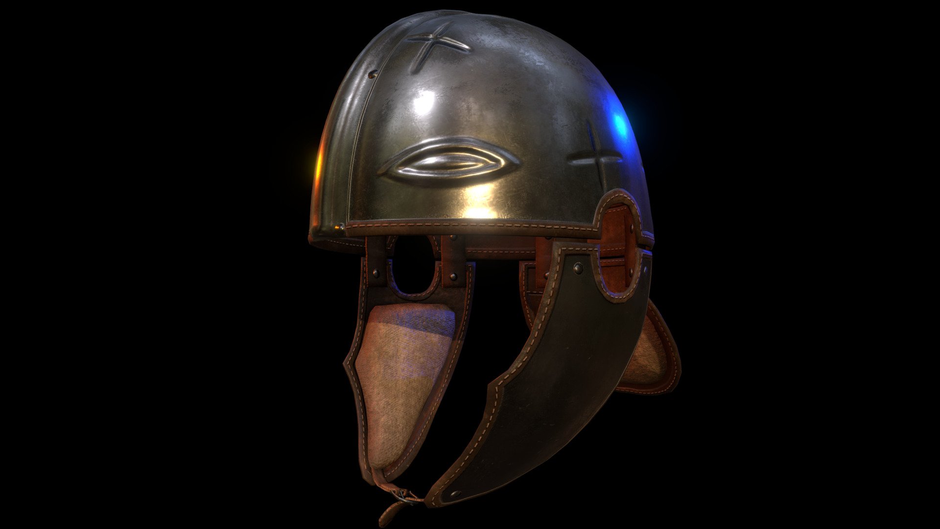 A roman helmet from the Late Empire Roman time, composed of two half-caps.





/ ----------- Characteristics -------------- /

PBR Material

Textures : Color, Rough, Normal, Metallic, AO (2k)
 - Roman Helmet Late Empire #2 (type Intercisa) - Buy Royalty Free 3D model by The Ancient Forge (Svein) (@svein) 3d model