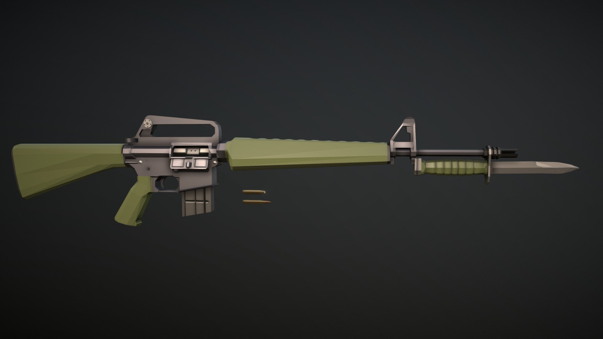 low-poly model of the Colt 601, the first AR-15 variant produced by Colt after buying the rifle and associated patents from Armalite. 

Bayonet, ammo, and early waffle pattern 20 round magazine included.

more guns soon to follow - Low-Poly Colt 601 - Download Free 3D model by notcplkerry 3d model