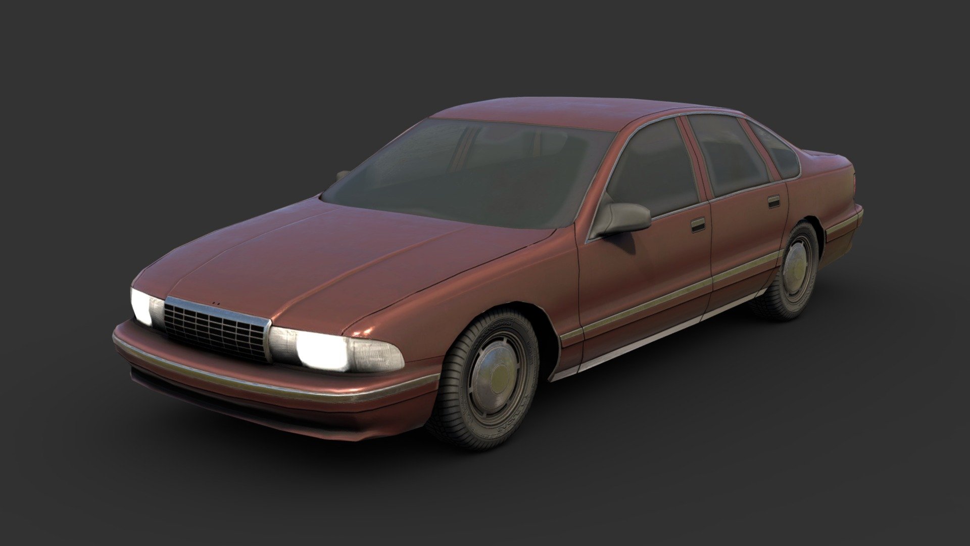 Lowpoly car made as filler for a 1990s suburban scene. 

Made with 3DSMax, Topogun, and Substance Painter 3d model