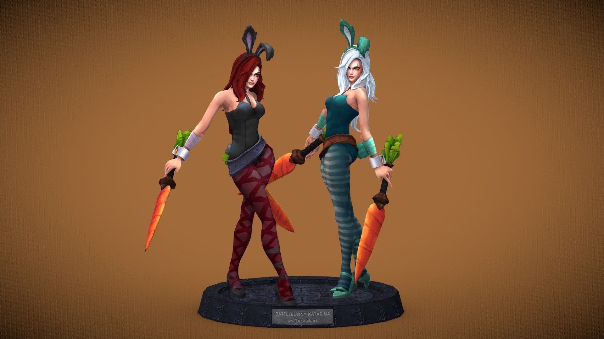 My Battlebunny Katarina custom skin for League of Legends.
----------------------------------------­­­­­­-----------
Download on Killerskins: https://killerskins.com/yoru/champions/battlebunny-katarina/
Direct Download: https://bit.ly/battlebunny-katarina
----------------------------------------­­­­­­-----------
Done with Maya 2018 and Photoshop.
Parts used: Battlebunny Riven, Cottontail Fizz, Battle Queen Katarina, Wild Rift Miss Fortune Default © Riot Games - Battlebunny Katarina | LoL Custom Skin - 3D model by Yoru Skins (@YoruSkins) 3d model