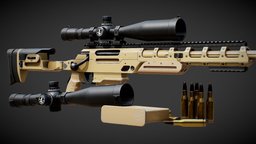 FN Ballista Sniper Rifle rifle, sniper, sniperrifle, ballista, fpsgame, substancepainter, weapon, game, gameasset, gameready, fnballista