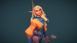 Ellana hair, armor, warrior, fighter, curved, , hunter, bow, elf, painted, jacket, bag, roma, butt, archer, druid, woman, painterly, colorful, overwatch, quiver, fortnite, catsuit, girl, pbr, stylized, dagger, valorant, ellana, gewska