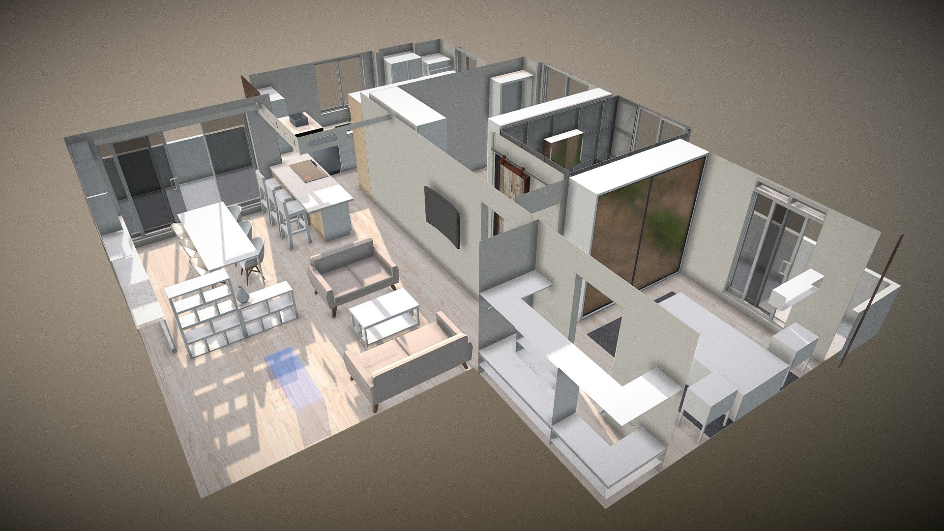 This is a Model I made for a client looking to renovate their Apartment. They hired me wanting a 3D representation of their Apartment with the proposed changes, this is what I made.

It took roughly 17hours to complete, this was due to continual changes made by the client and making to scale. I am happy with the finished product and have learned a great deal from doing this, both with using the intergrated sketchfab settings and with Maya.

Any feed back would be greatly appreciated! - Clients Unit Model - 3D model by Declan McCulloch (@DeclanMcCulloch) 3d model
