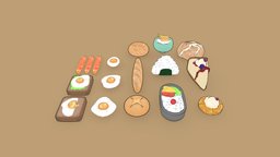 Cartoon Foods Pack food, toon, egg, rice, ghibli, bread, onigiri, bento, waffles, desserts, cheesecake, cartoon, blender, cinnamonscroll