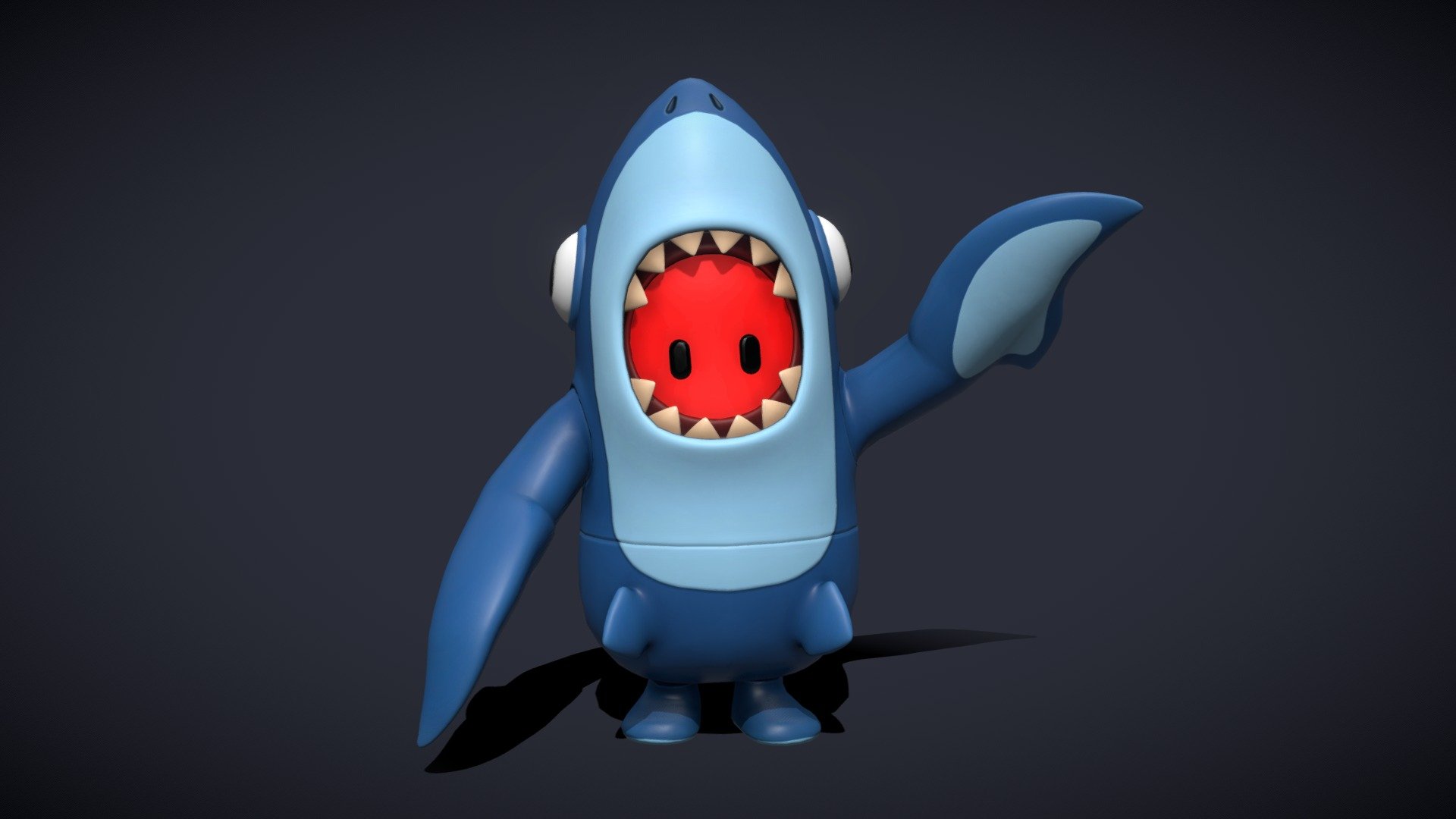 Been having fun playing Fall Guys Ultimate Knockout, so I decided to design and create my own original costume. https://www.artstation.com/artwork/zOKqK4 - Fall Guys Shark Costume - 3D model by chrishirkill 3d model