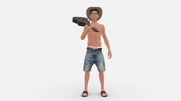 Man Toples With Acoustic Guitar 0833 music, guitar, people, miniatures, realistic, artist, topless, character, 3dprint, model, man