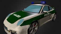 Porche 997 Turbo Polizei police, porsche, low_poly