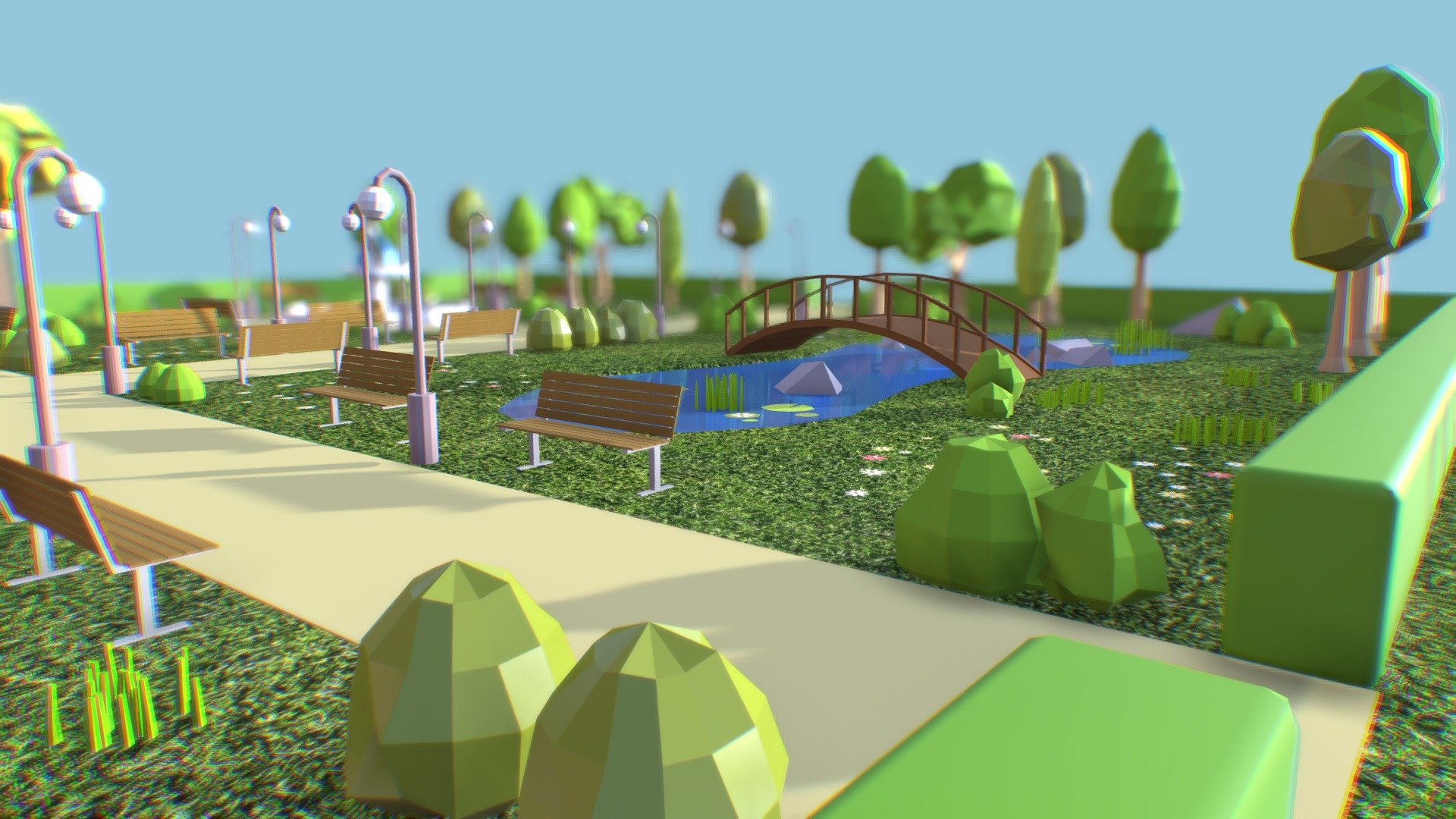 Low Poly Park

Model is Low Poly - Not made for subdivision

||USAGE||

This model is suitable for use in broadcast, high-res film close-ups, advertising, design visualization, forensic presentation, etc.]
The model is accurate with the real world size and scale.
Just open the scene and start rendering !
||SPECIFICATIONS||

This model contains 1 grouped objects.
This model contains 50503 polygons.
Dim size aprox : 42 m x 50 m x 5 mH - park - Buy Royalty Free 3D model by bboycafard 3d model