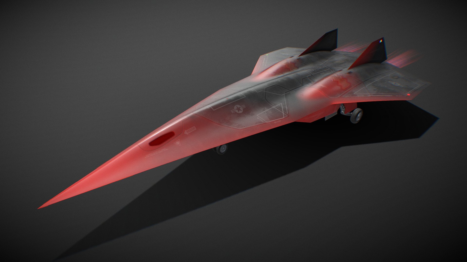 The fictional SR-72 Darkstar Scramjet from Top Gun: Maverick.



[Additional File Includes]

_SPP - Substance Painter project file.

_TEX - 4K textures (For 8K, message me, files are too large).

_C4D_Octane - Cinema 4D project file with Octane shaders.

_C4D - Cinema 4D project file with Physical/Standard shaders.




Landing Gear rigged to extend and retract with a single slider, within the Cinema 4D files only.

_FBX - Autodesk FBX.

_OBJ - OBJ/MTL exported from Cinema 4D. Three versions: subdiv Lv. 0 / 1 / 2.

_E3D - Ready to use in Video Copilot's Element 3D.

_MAX - 3ds Max project file with default shaders, using the PBR textures. May need adjustments.

Extra formats with embeded textures at 2K resolution (Metal/Rough PBR): .dae (Collada), .usdz (AR), .gltf/.glb (Khronos Group), .uasset (Unreal Engine).

For animated VDB's of the Engines, message me 3d model