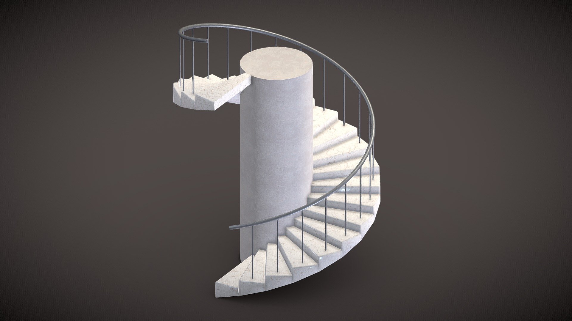 Simple spiral staircase with realistic textures - White spiral staircase - Download Free 3D model by Denkon (@nykondenys) 3d model