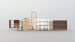 Shelf Pack | Blender-UE5-C4D-3DS-max | 12 set, architectural, pack, furniture, table, cabinet
